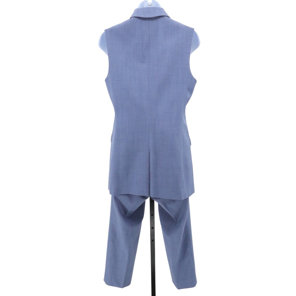Banana Republic Blue Wool Blend Vest Suit Set Women 4 Cropped Pants Lined - Picture 3 of 8